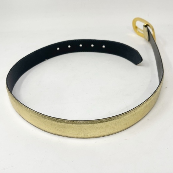 Vintage AVIGNON Women’s Gold Metallic Leather Belt Adjustable Disco 80s Size M - Picture 3 of 5